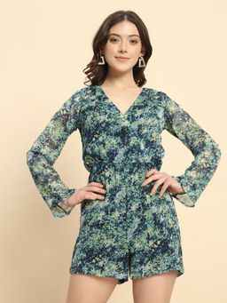 Trend Arrest - Green Printed Playsuit
