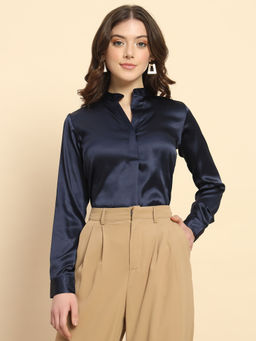 Trend Arrest - Navy Blue Satin Top