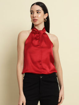 Trend Arrest - Red Halter Neck Top