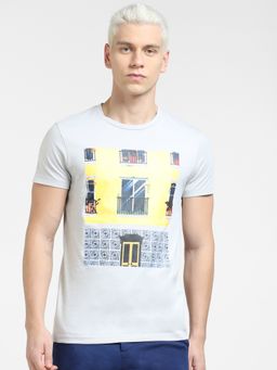 Jack & Jones - Grey Graphic Print Crew Neck T-shirt