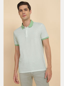 Allen Solly - Men Green Print Collar Neck Polo T-Shirt