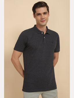 Allen Solly - Men Black Solid Collar Neck Polo T-Shirt