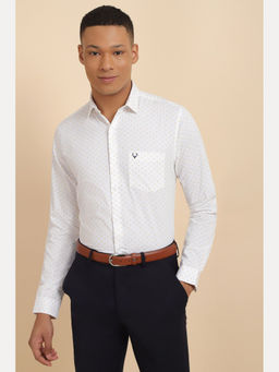 Allen Solly - Men White Slim Fit Print Full Sleeves Formal Shirt