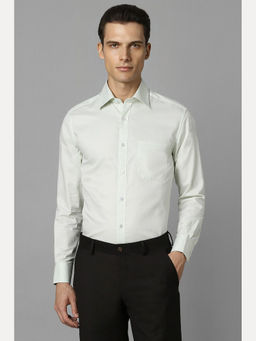 Louis Philippe - Men Green Classic Fit Textured Full Sleeves Formal Shirt