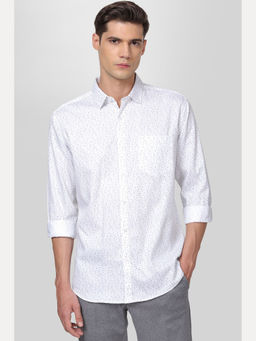 Van Heusen - Men White Slim Fit Print Full Sleeves Shirt