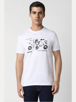 Van Heusen - Men White Print Crew Neck T-Shirt