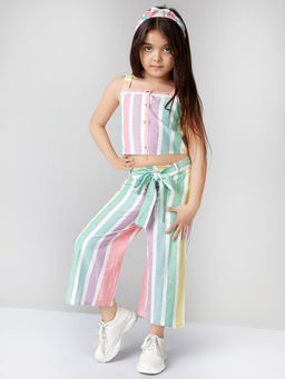 Hopscotch - Multi Colorured Sleevless Top with Pant