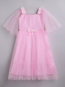 Hopscotch - Girls Pink Floral Applique Gown