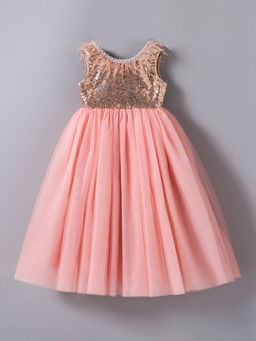 Hopscotch - Girls Pink Sequin Embellished Sleeveless Party Dress