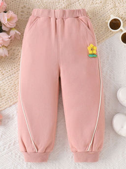 Hopscotch - Girls Pink Floral Applique Joggers