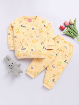 Hopscotch - Boys Yellow Heart Print Sweatshirt & Joggers Set