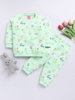 Hopscotch - Boys Mint Heart Print Sweatshirt & Joggers Set