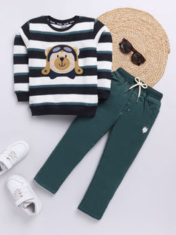 Hopscotch - 2-Piece Bear Applique Sweatshirt & Pants