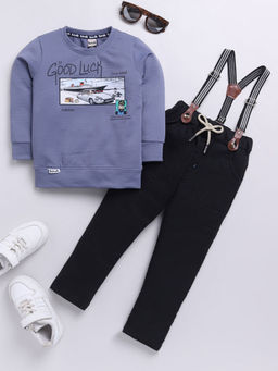 Hopscotch - 2-Piece Graphic Print Sweatshirt & Pants with Suspender