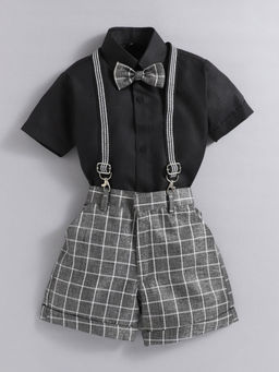 Hopscotch - Boys Black Checkered Shirt & Short Formal Set