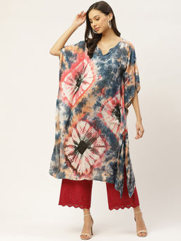 Maaesa - Multicoloured Hand Dyed Asymmetric Kaftan Kurta