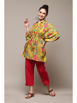 Biba - Mustard Viscose Printed Tunic