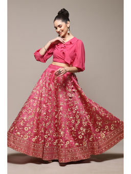 Biba - Pink Polyester Straight Skirt (Set of 2)