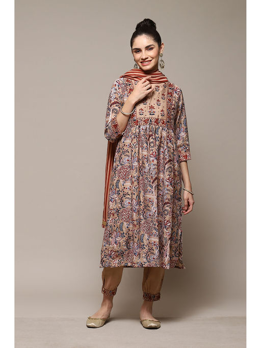 chinese dress ladies Peach layered kurta with off white salwar