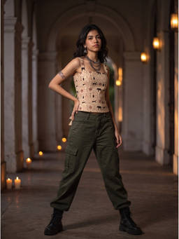 The Suitable - Beige Gustaakh Pure Cotton Nomed Knot Fusion Top