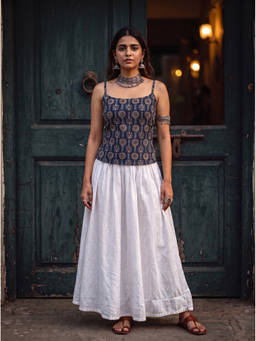 The Suitable - Blue Jalwa Pure Cotton Features An Adjustable Lace - Up Back