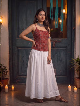 The Suitable - Maroon Jalwa Pure Cotton Features An Adjustable Lace - Up Back