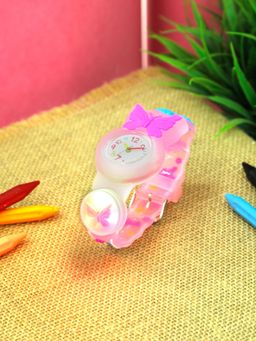 Stol'N - Butterfly Designed with LED Light Analogue Wrist Watch-Blue, Pink