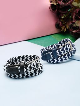 Stol'N - Braid Design Stretchable & Adjustable Belts - Blue, Black (Pack of 2)