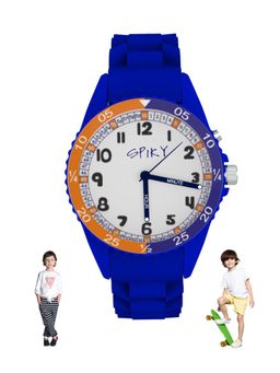 Spiky - Round 7 Multicolor LED Lights Sports Analog Watch for Kids Boys and Girls-Blue