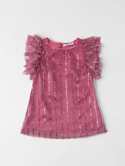 Nautinati - Girls Frill Sleeve Knee Length Party Frock