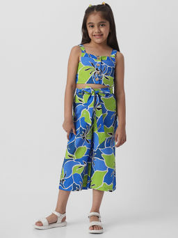 Nautinati - Girls Cotton Floral Print Top and Culottes with Belt (Set of 3)