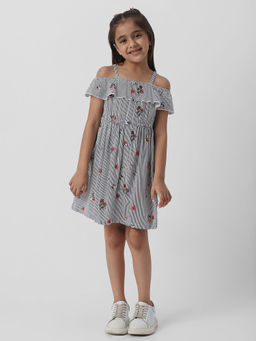 Nautinati - Girls Striped Floral Print Dress