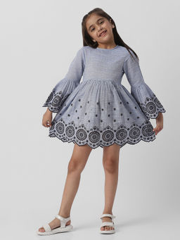 Nautinati - Girls Cotton and Schiffli Frock