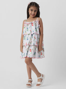 Nautinati - Girls Floral Aop Tiered Frock