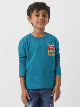 Nautinati - Teal Boys Cotton Graphic Printed T-Shirt