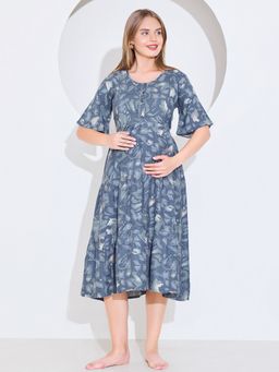 Quira - Short Blue Maternity Dress