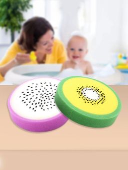 Baby Moo - Sliced Dragon Fruit and Kiwi Bath Sponges Multi-Color (6-12 Months) (Pack of 2)