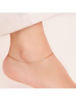 Zavya - 925 Sterling Silver Dual-Tone Twist Rose Gold and Rhodium-Plated Pair of Anklet