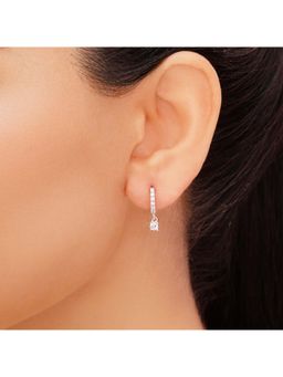 Zavya - 925 Sterling Silver Dazzling Solitaire Rhodium-Plated Hoop Earrings