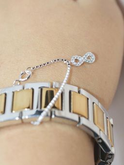 LuxeVogue - 925 Sterling Silver Anti Tarnish White Stone Infinite Harmony Watch Charm