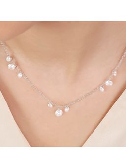 Zavya - 925 Sterling Silver Crystal Charms White Stone Necklace