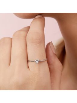 Zavya - 925 Sterling Silver Rhodium-Plated White Stone Adjustable Ring