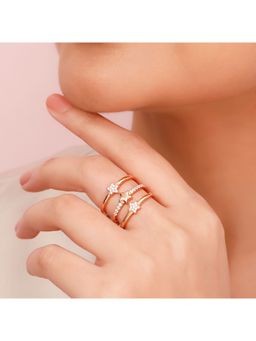 Zavya - 925 Sterling Silver White Stone Triple-Row CZ Adjustable Rings (Pack of 3)