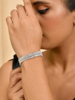 Silvermerc Designs - White Stone Silver-Plated American Diamond Bracelet