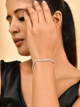 Silvermerc Designs - White Stone Silver-Plated Ad Bracelet