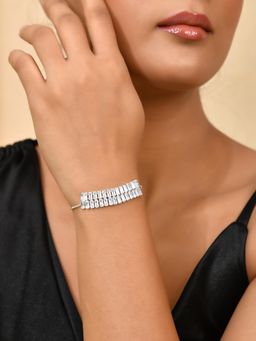 Silvermerc Designs - White Stone Silver Adjustable Double Row Bracelet
