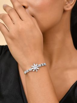 Silvermerc Designs - White Stone Silver Adjustable Double Row Bracelet