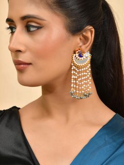 Silvermerc Designs - Gold-Toned Enamel Bird Motif Chandbalis Earrings