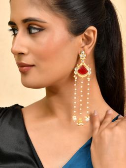 Silvermerc Designs - Gold-Plated Red Stone Drop Earrings