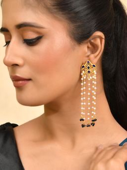 Silvermerc Designs - Blue Stone Layered Pearl Drop Earrings